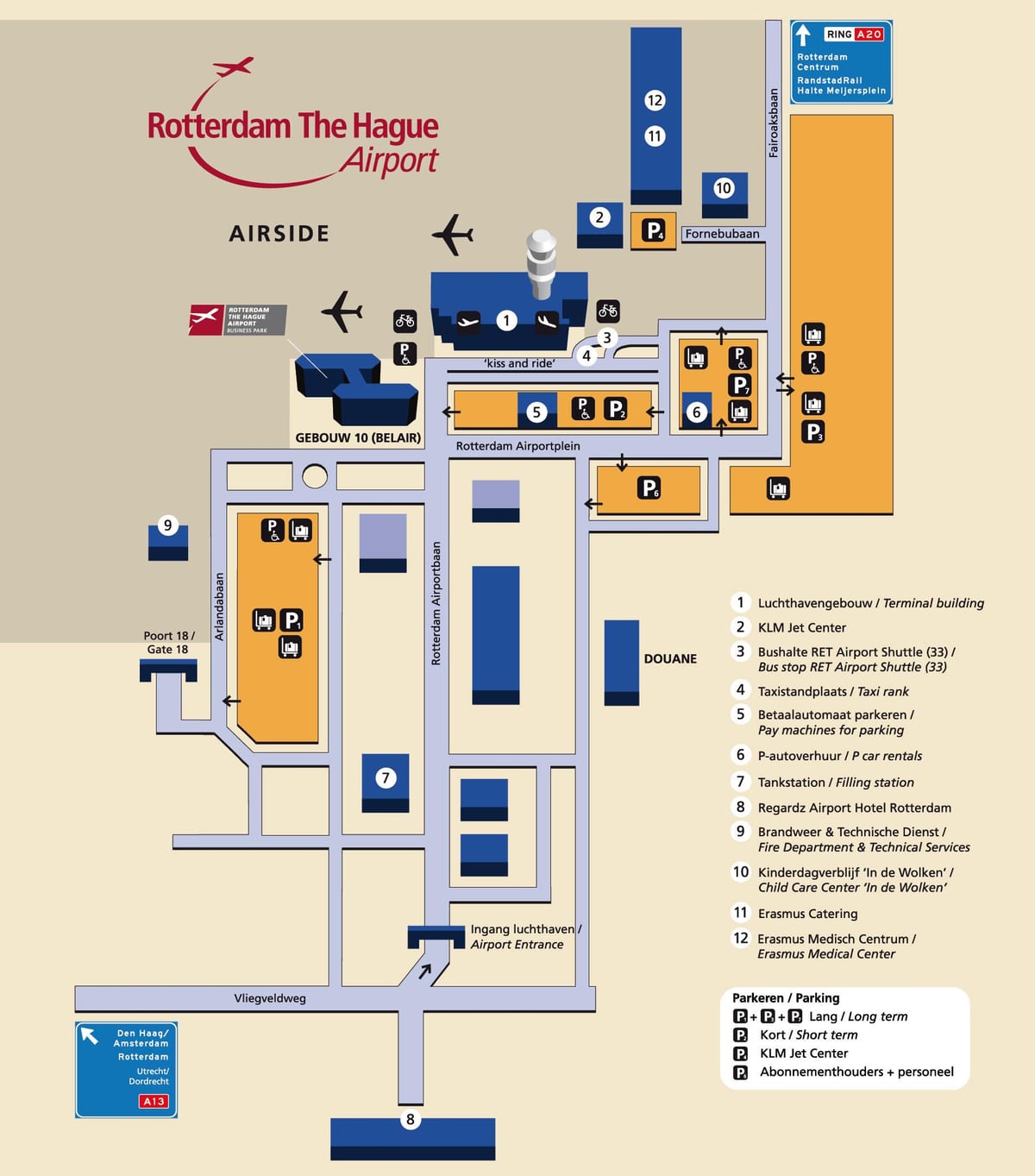 Mapa de aeropuerto de Rotterdam 