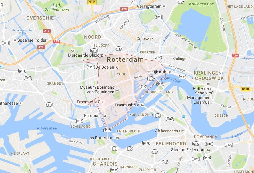 Mapa del centro de Rotterdam