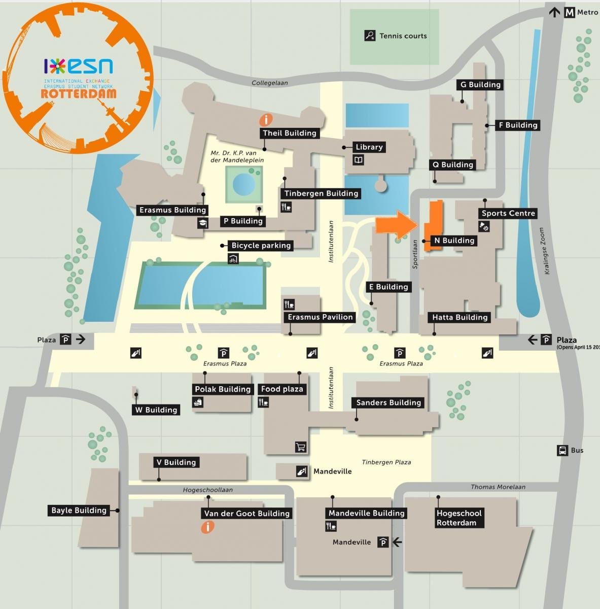 Mapa de la universidad erasmus de Rotterdam 