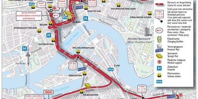 Mapa de la maratón de Rotterdam 