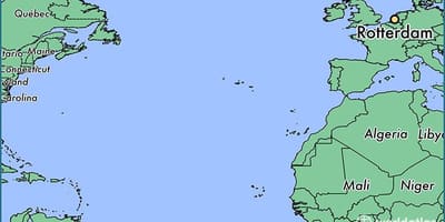 Mapa de Rotterdam sobre el mundo 